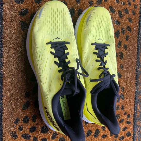 Hoka Clifton 8 running shoes Yellow and White Athletic Shoes - Picture 7 of 11
